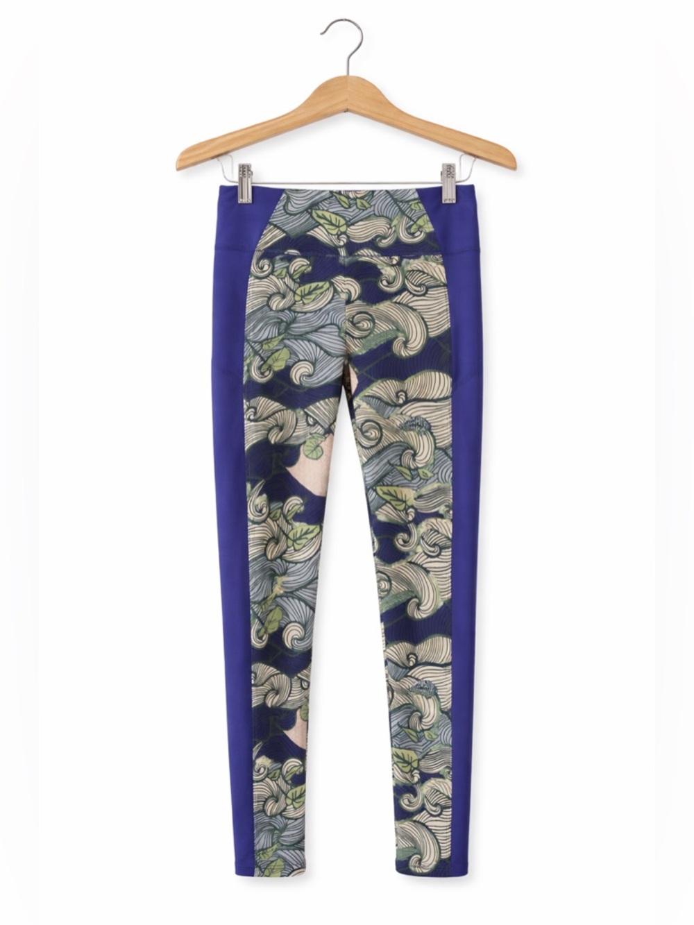 The North Face Purple Panel Leggings with Ocean Wave Print Large Athleisure